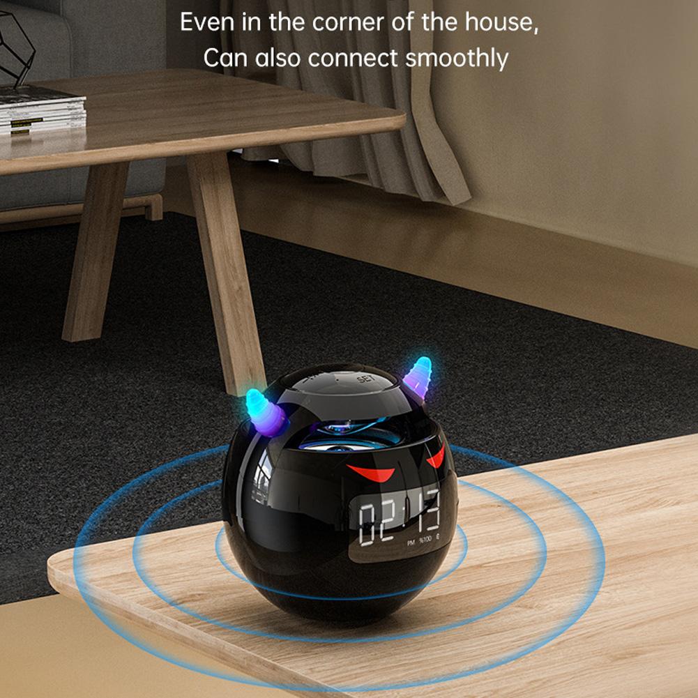 Niedlicher Wecker Bluetooth-Lautsprecher mit LED Digital TF Dualer Wecker Lautsprecher Heimdeko Kinderzimmer Schlaf Tischuhr