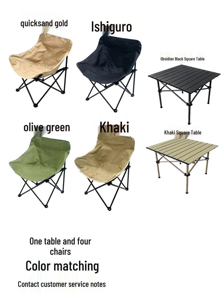 Moon Chair Set: Portable Outdoor Folding Chairs & Fishing Stool (3-Piece)