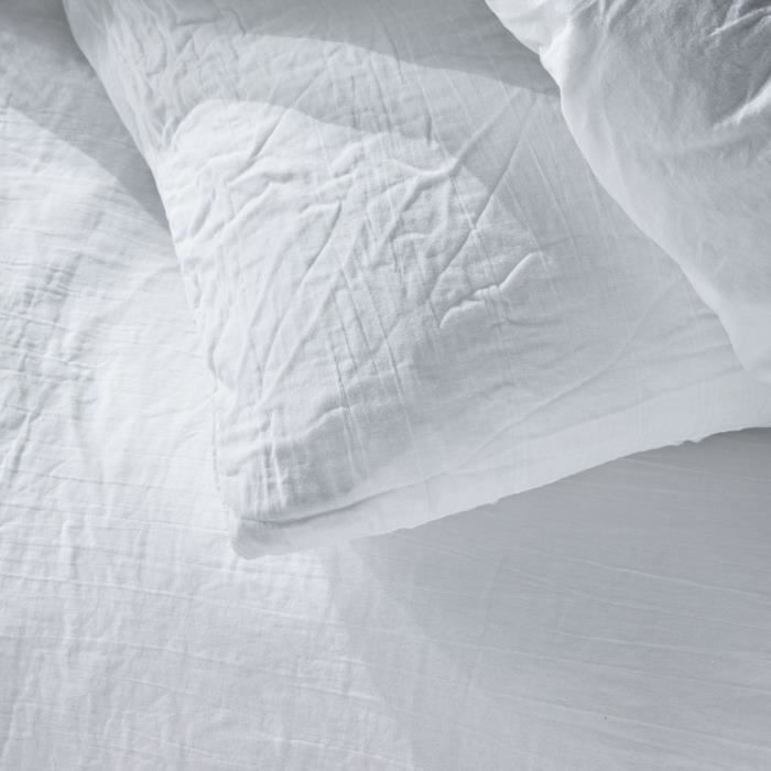 Parure de lit - TODAY - 123320 - 2 personnes - 260x240cm - Gaze de coton unie - Craie