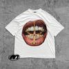 T-shirt Bocca Labbra Grandi Y2k - T-shirt Bianca con Grillz - Maglietta Y2k Unisex - T-shirt Streetwear