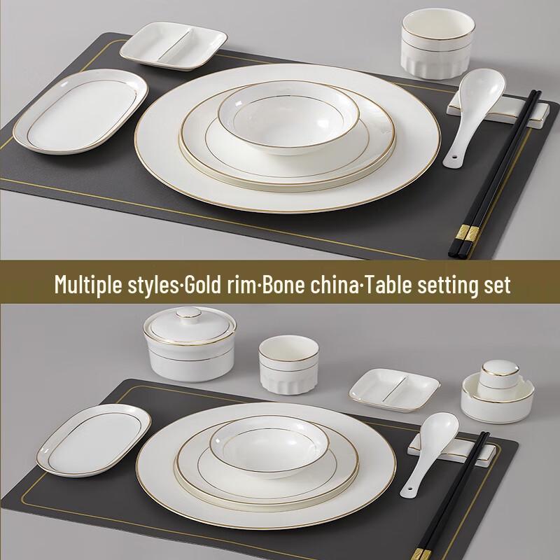 Ru Han Bone China Gold Rim Tableware Set