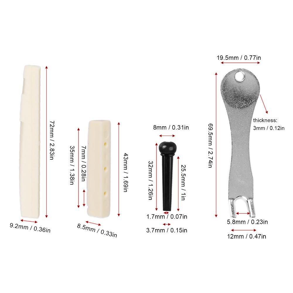 2Sets Plastic Saddle Guitar Bridge Pins Metal Puller Guitar Saddle Nut For Acoustic Guitar