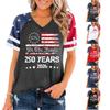 Women's Casual V Neck Short Sleeve Pullover T Shirt Independence Day Graphic Print Top 250 Years Commemorative Design 2026