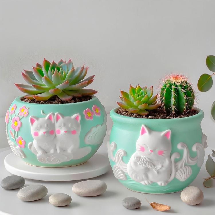 Multifunktionale Silikon-Handgefertigte Form Haustier-Tier-Muster Blumentopf-Formen Geeignet für Harz-Schmuck-Pflanzgefäße Projekte