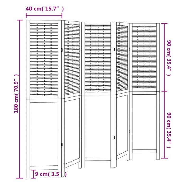 VidaXL Room Divider 5 Panels, Room Separator, Privacy Screen, Living Room Bedroom Screen, White Wood 358726