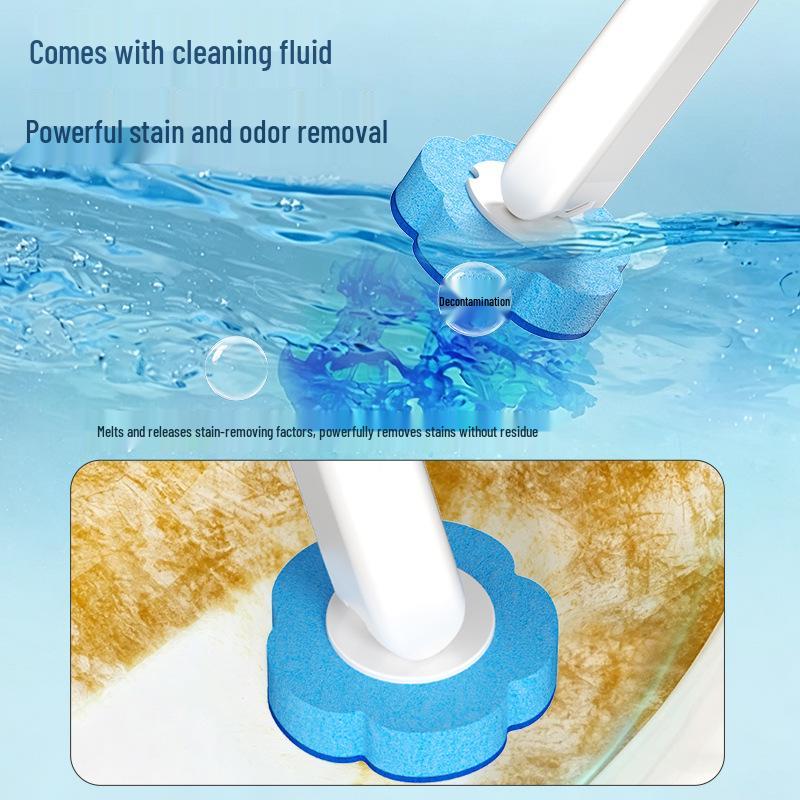 Ensemble de brosses de toilette jetables avec tête antibactérienne remplaçable pour un nettoyage de salle de bain sans perçage et sans recoins.