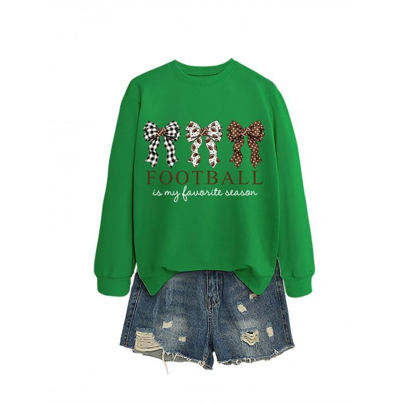 Womens Casual Loose Fit Crewneck Sweatshirt Football Print Everyday Wear