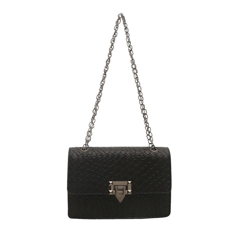 2025 Summer New Chain Small Square Bag Street Trend Stone Pattern Messenger Women's Bag Fashion Zipper Buckle Square Bag