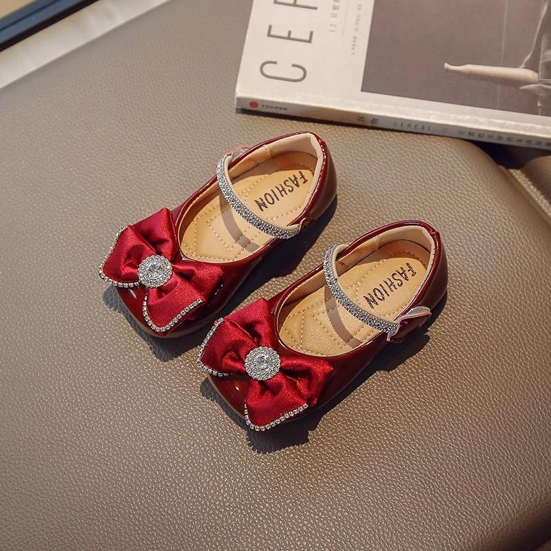 Children's Leisure Princess Shoes Autumn New Bow Girl's Little Leather Shoes Soft Sole Anti slip Little Girl Single Shoes