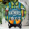 2D Flat, 1pc Round Happy Father's Day Aluminum Hanging Sign, Tool Apron Plaid Design, Durable Metal Wall Decor, Perfect for Dad Gift, Home, Bar