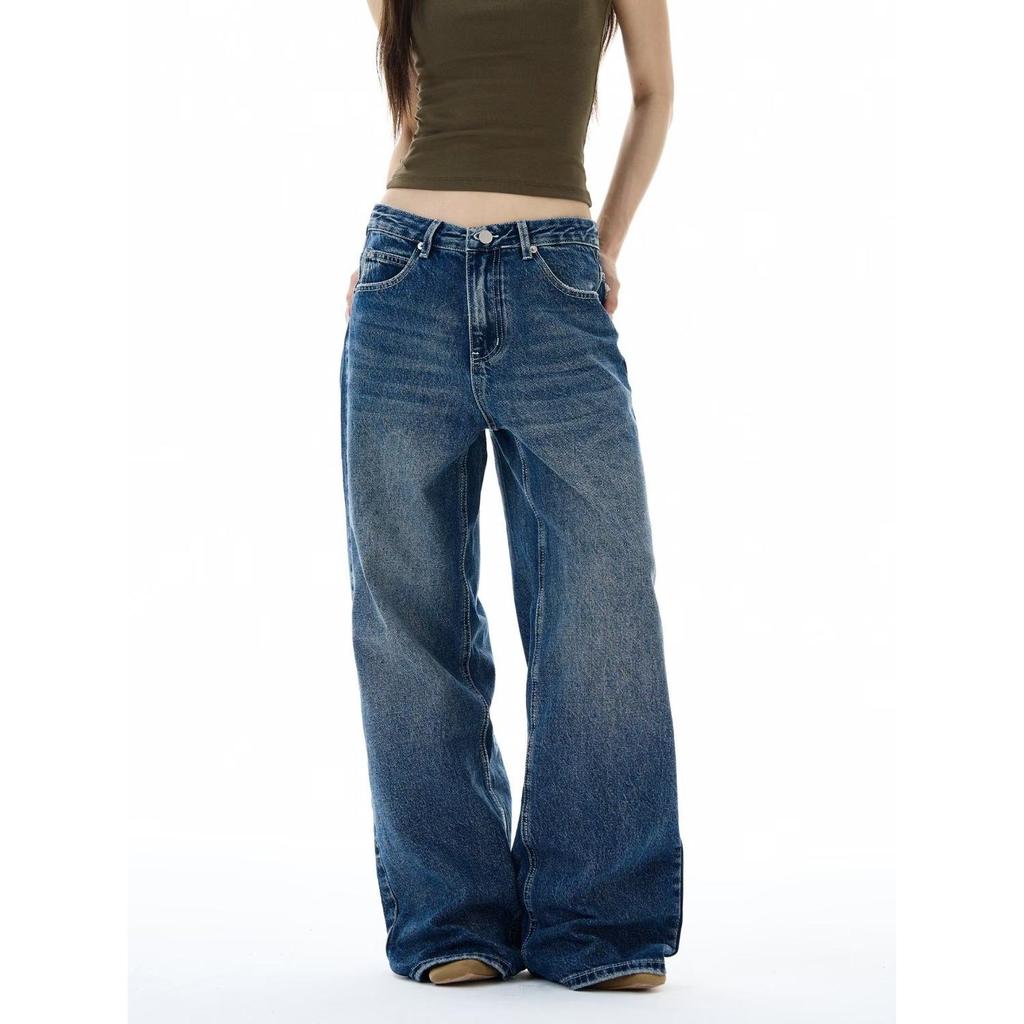 Light Blue Retro Fireworks Pattern High Waist Wide Leg Jeans for Women - Spring/Autumn 2026 Style, Floor-Length.