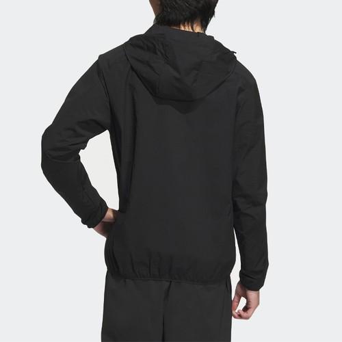 adidas Lightweight Solid Color Hoodie Jacket for Men, Black