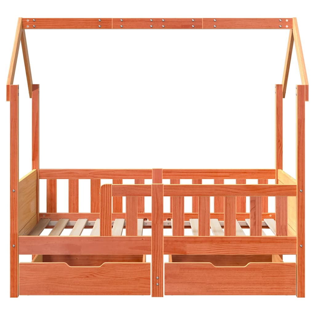 Kids Bed with Drawers 70x140 cm Solid Pine Wood