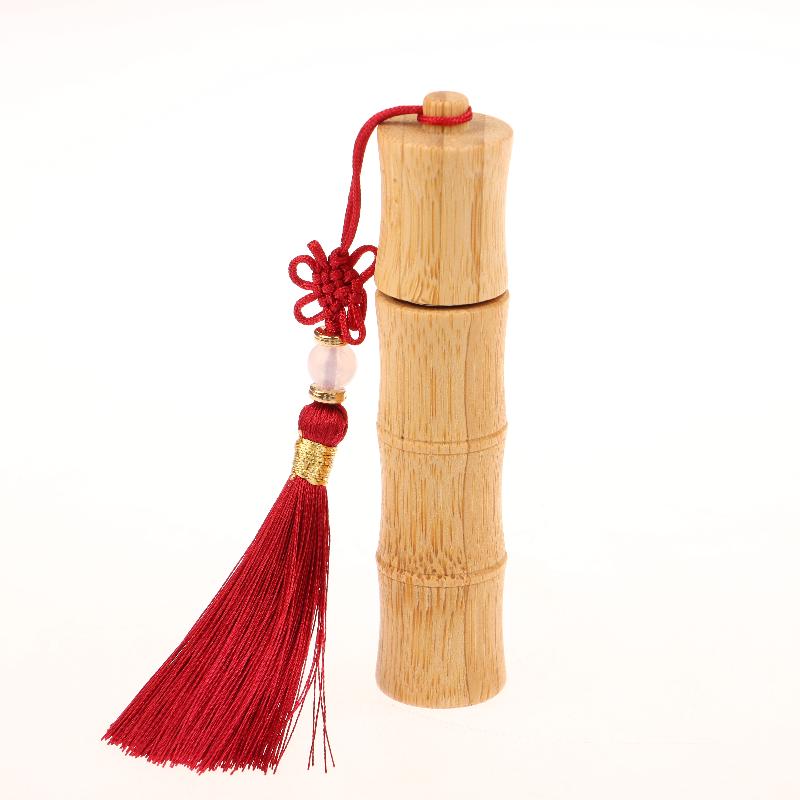 Refillable DIY Perfume Lipgloss Manual Container with Tassel 10ml Bamboo Roll-On Bottle with Steel Roller Ball Empty Tube