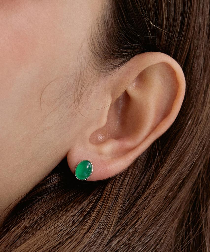 Tatiana (Silver925) Colored Bean Gemstone Earring Ec1921