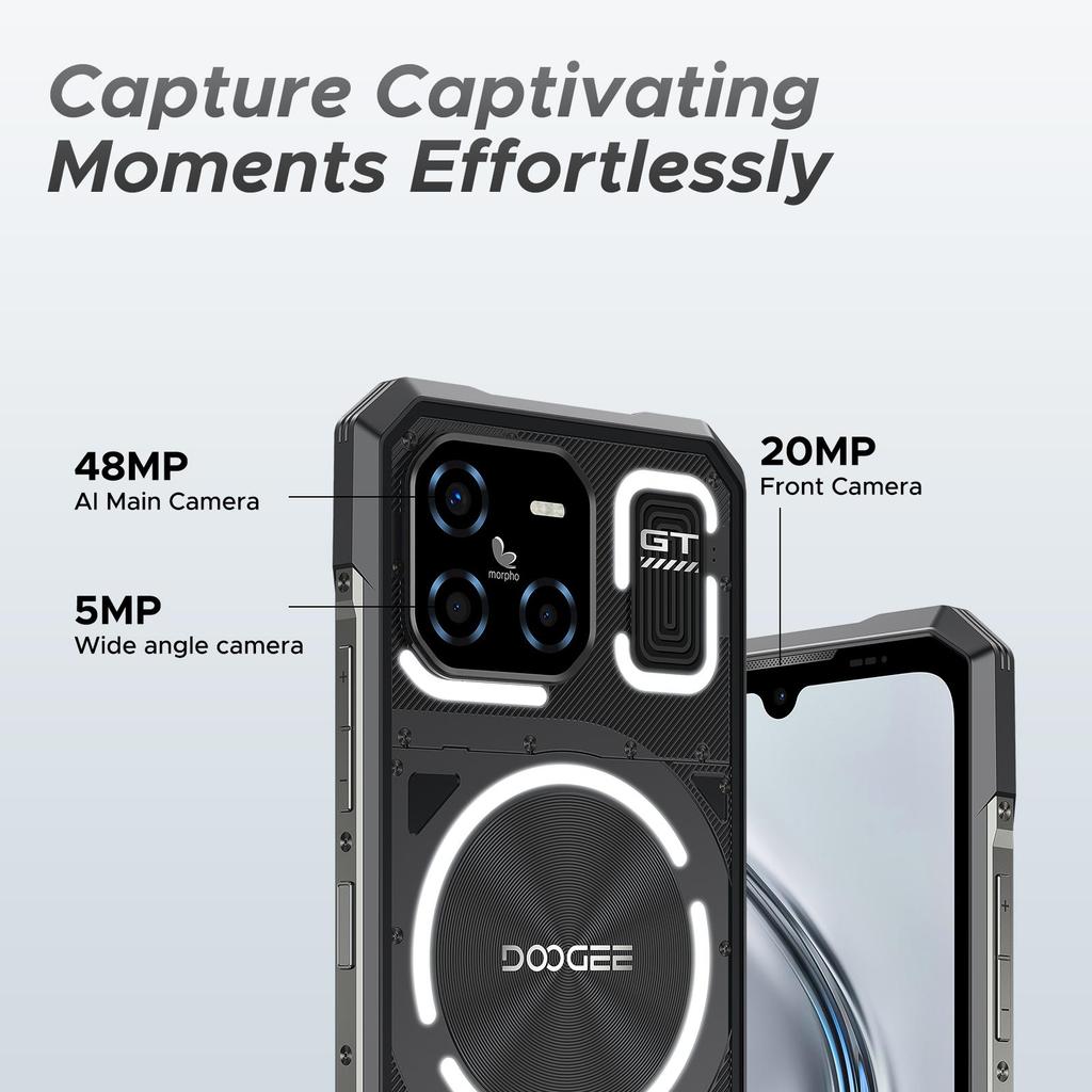 DOOGEE Blade GT Odolný smartphone, 32GB+256GB/2TB, 120Hz 6,72'' FHD+, Dynamický efekt LED světla