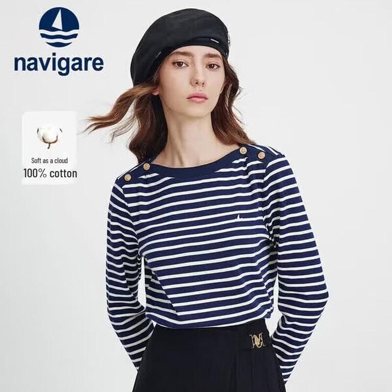 Navigare Women s Nautical Striped Long Sleeve T-Shirt L