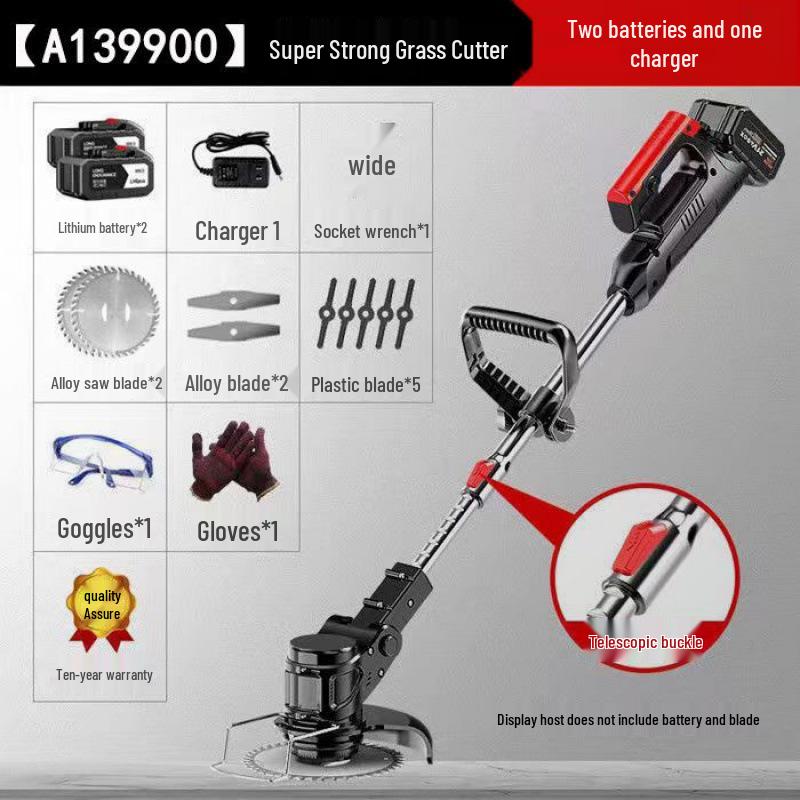 Compact Electric Scythe: Rechargeable Multifunctional Weeder and Lawn Mower with Lithium Battery for Household and Orchard Use.