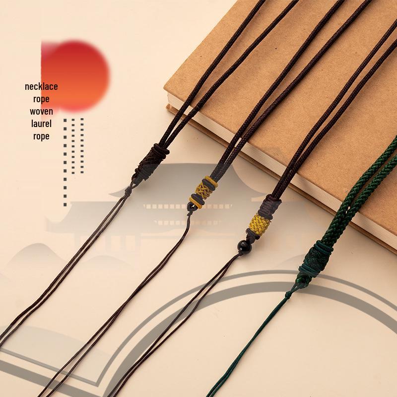 Hand-Woven Double-Loop Jade Pendant Necklace with Safety Buckle