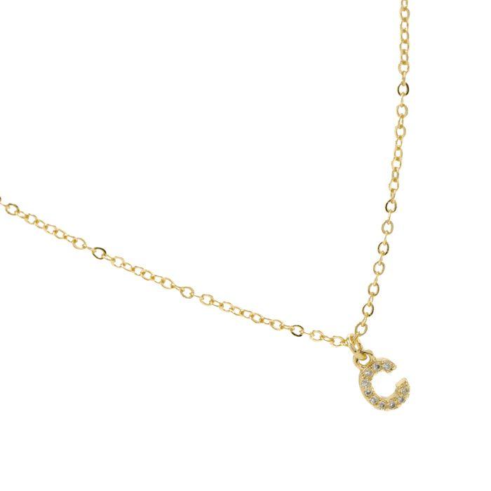 Collier Luxenter avec Zirconia brillant finition or 18k - Alphabet C