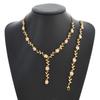 Elegant Gold Floral Pearl Necklace Bracelet Set Bridal Wedding Outfit Vintage Chic Jewelry Accessories