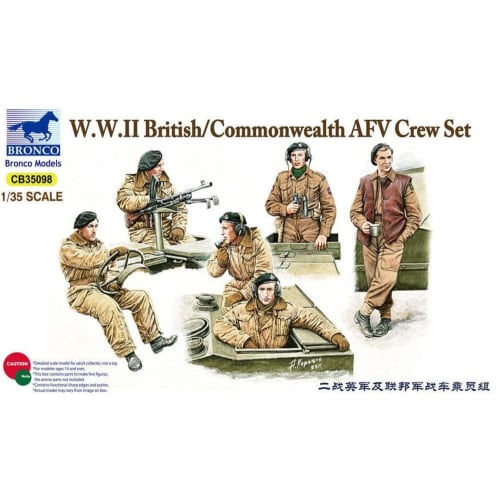 Bronco Model 1/35 Scale British Fighting Vehicle Crew (Beret Style, Etc.) Plastic Model Kit (6 Figures) CB35098