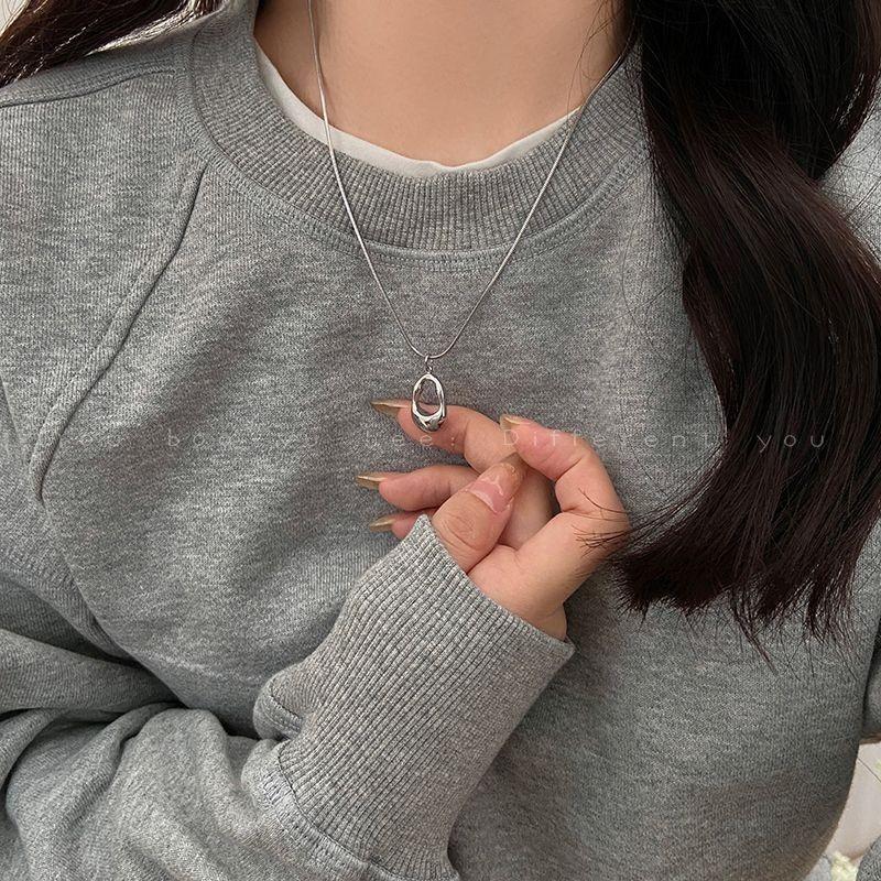 Double stacked chain pendant necklace female hip hop cold wind accessories niche design sense premium sweater hair