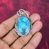 Blue Copper Turquoise Handmade Gemstone Pendant, 925 Solid Sterling Silver Pendant Antique Jewelry, For Engagement Gift