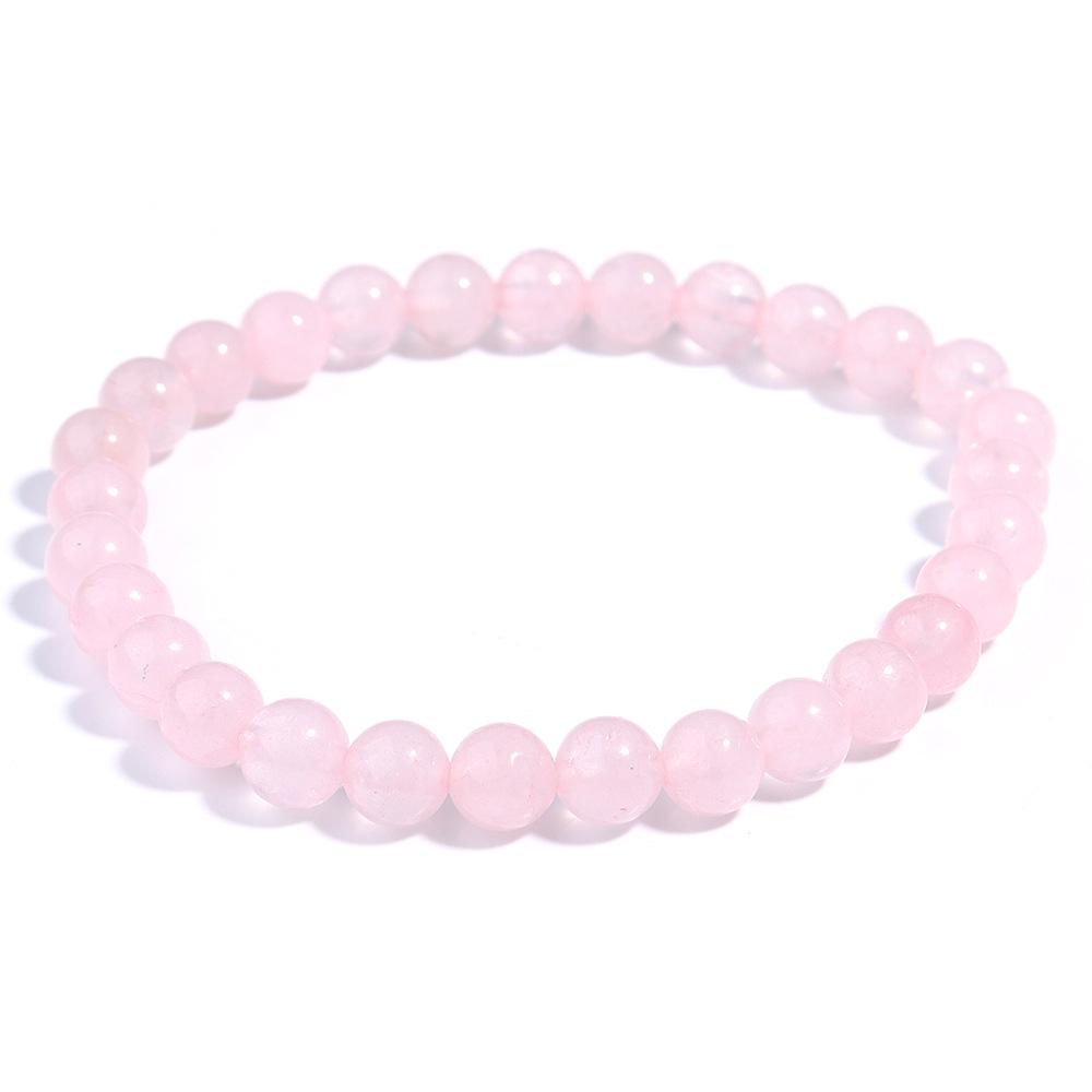 High-End Rose Quartz Elastic Beaded Bracelet - Versatile Accessory for Women