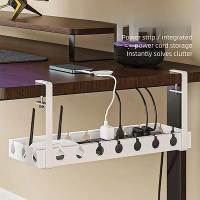 Extendable Desk Mount Cable Tray Mild Steel Mess Complimentary Storage Solution for Office Home