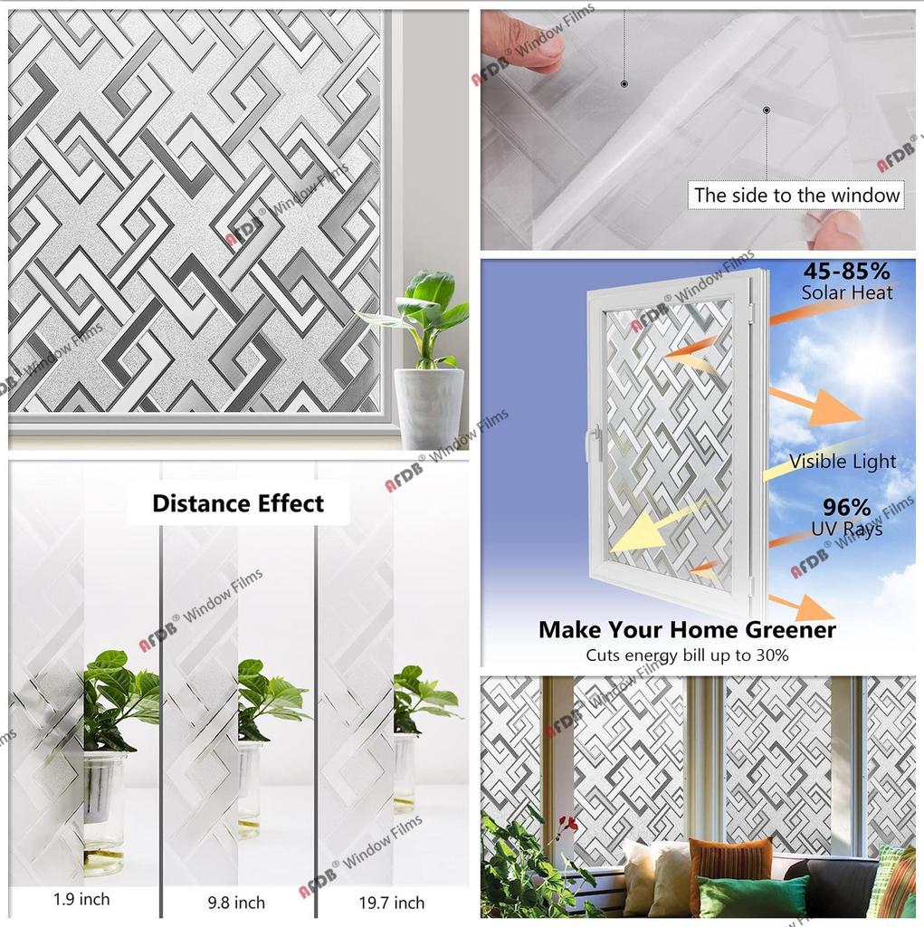 Tęczowa dekoracyjna folia okienna, witrażowa folia prywatności, matowe szkło statyczne do szklanych drzwi domowych, 3D gruzowy wzór