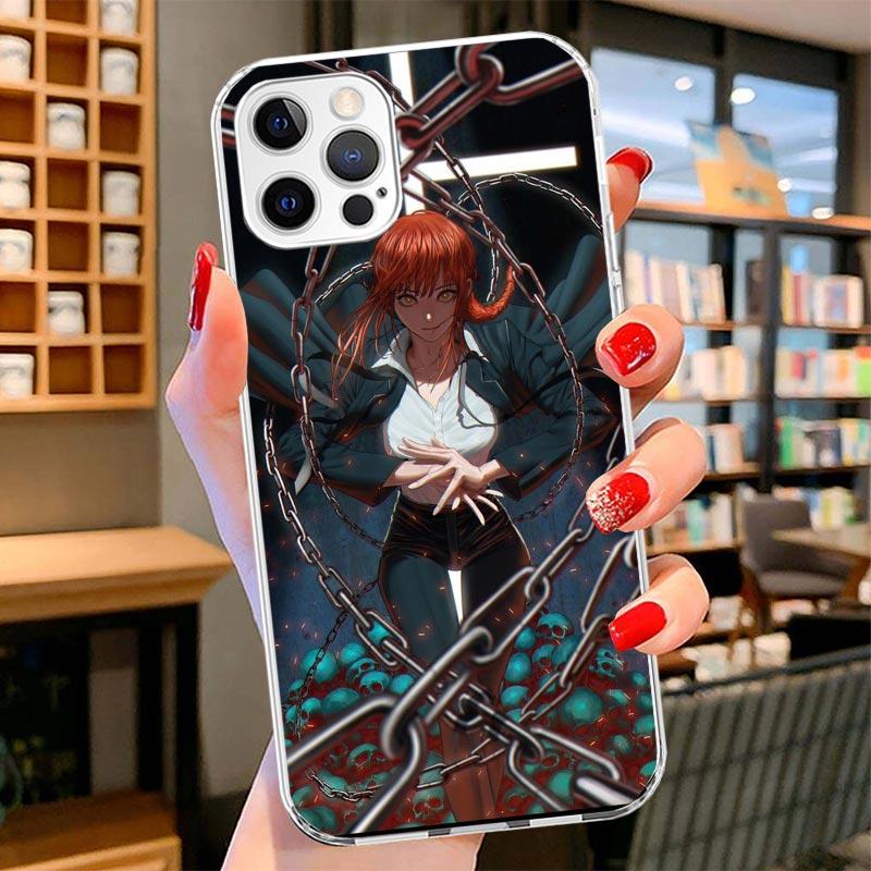 Kettensäge Makima Power Cover Handyhülle Für iPhone 16 17 Air 15 14 Pro Max 16E Handyhülle 13 Mini 12 11 7 SE 8 Druckmuster Passform