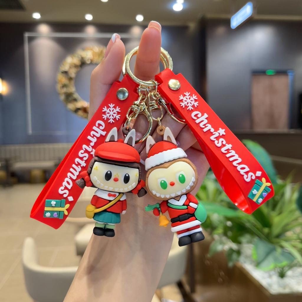 Christmas Key Pendant PVC Cute Three-dimensional Doll Rab Lamb Keychain