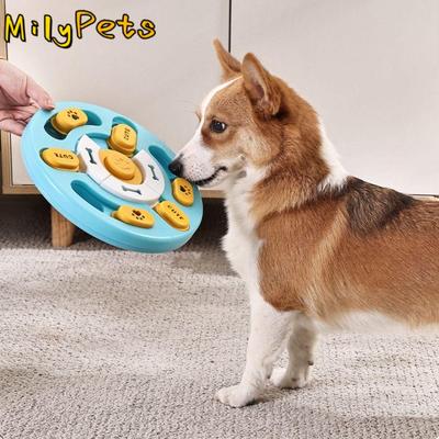 Funny Anti Choking Dog Puzzle Toy Interactive Durable Pet Slow Food Bowl with Sound Rotating Pet Leakage Tray Cat