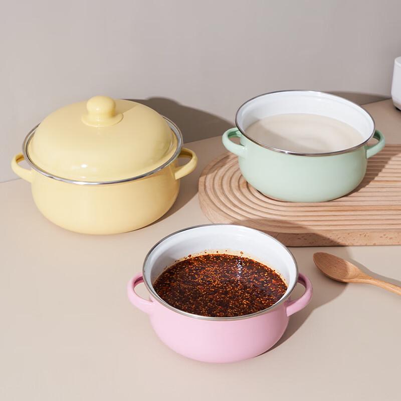 Enamel Lard Storage Jar with Lid