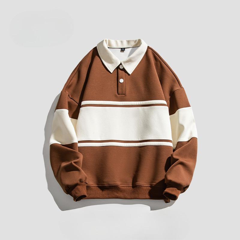 Spring and Autumn Men's New American Style Retro Loose Polo Sweater