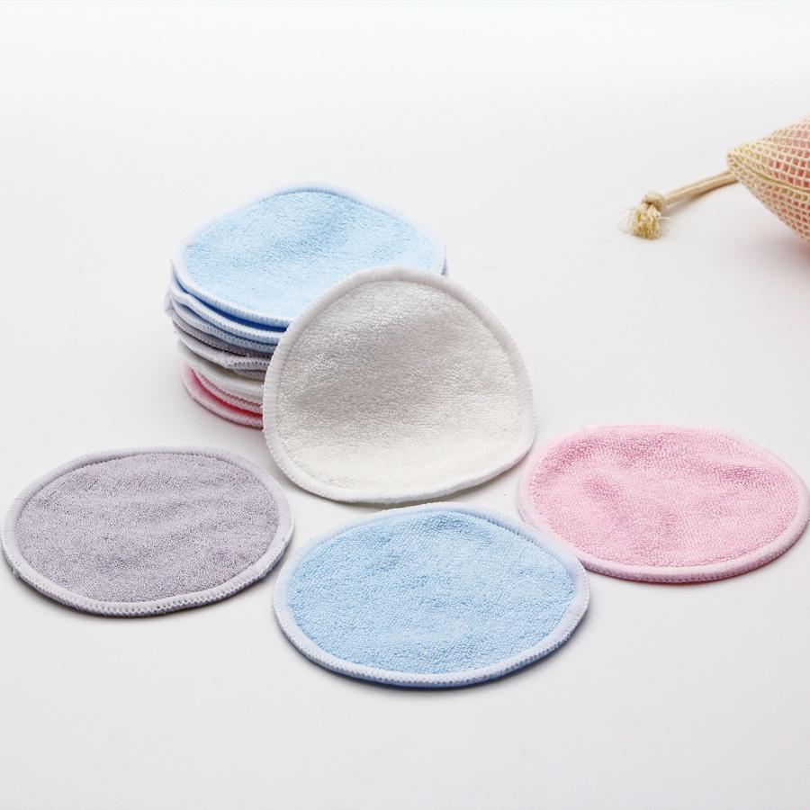 Reusable Bamboo Makeup Remover Pads 12pcs Washable Rounds Cleansing Facial Cotton Make Up Removal Pads Tool