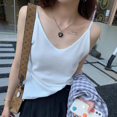V-neck Sling New Style White Large Size Fat Mm Belly-covering Loose Top Bottoming Vest for Women To Wear In Summer