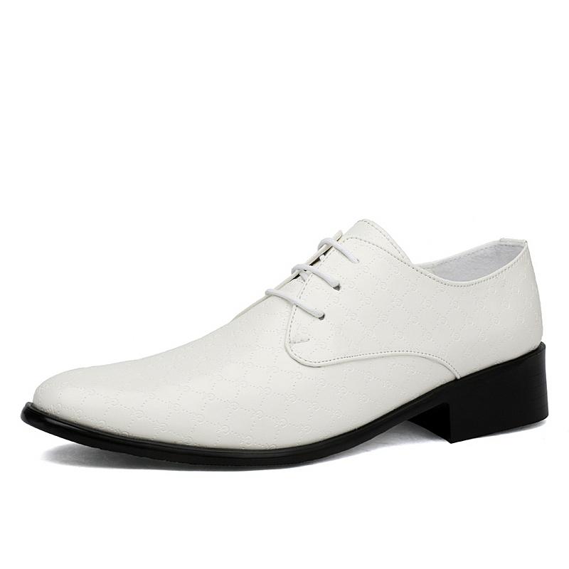 Black Red White Derby Shoes for Men Lace-up Leather Shoes Business Men Dress Wedding Banquet Elevated Shoes Casual Shoes Pointed