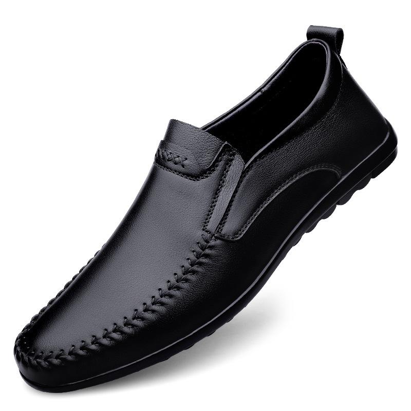 

Туфли для вождения мужские туфли тренд первый слой коровьей кожи повседневные туфли-слипоны Doudou британские черные маленькие кожаные туфли 44