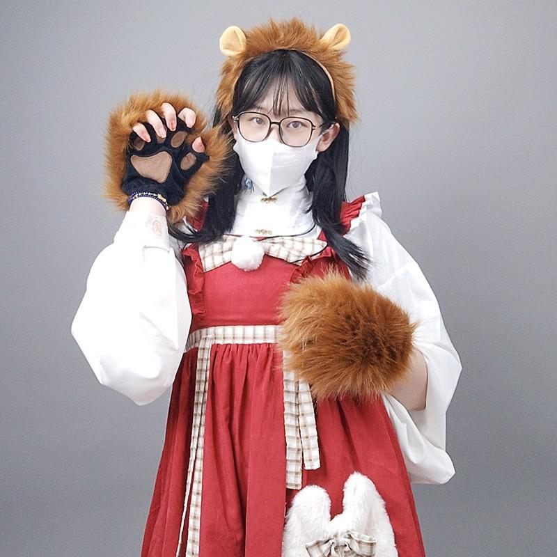 Furry Lion Ears Headband Halloween Costume Cosplay Animal Theme Party Accessory