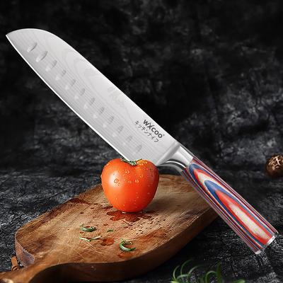 Nóż Santoku Wzór Damasceński Nóż Szefa Kuchni Profesjonalne Noże Japońskie Nóż do Krojenia Warzyw Kuchenny Nóż do Krojenia