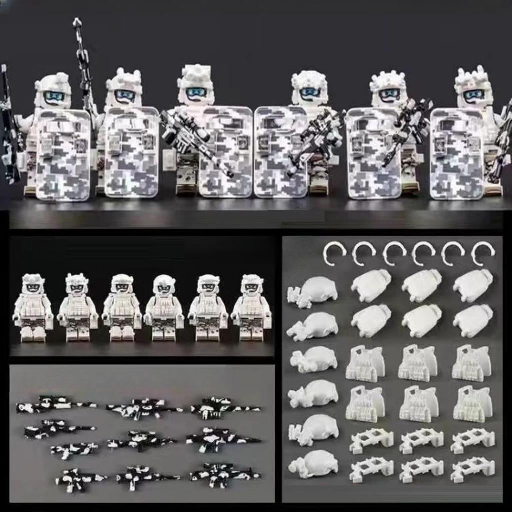 Military Special Forces Minifigures Building Blocks SWAT Ghost Commando Police Soldiers Army Action Figure Weapons Bricks Kids Toy Birthday Gifts