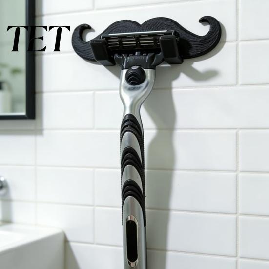 Adhesive Wall Hooks for Bathroom 3D Printed Beard Shaped Hook, Self?Adhesive Creative Decorative Hanger Key Towel, Fun Storage Organizer Home Decor