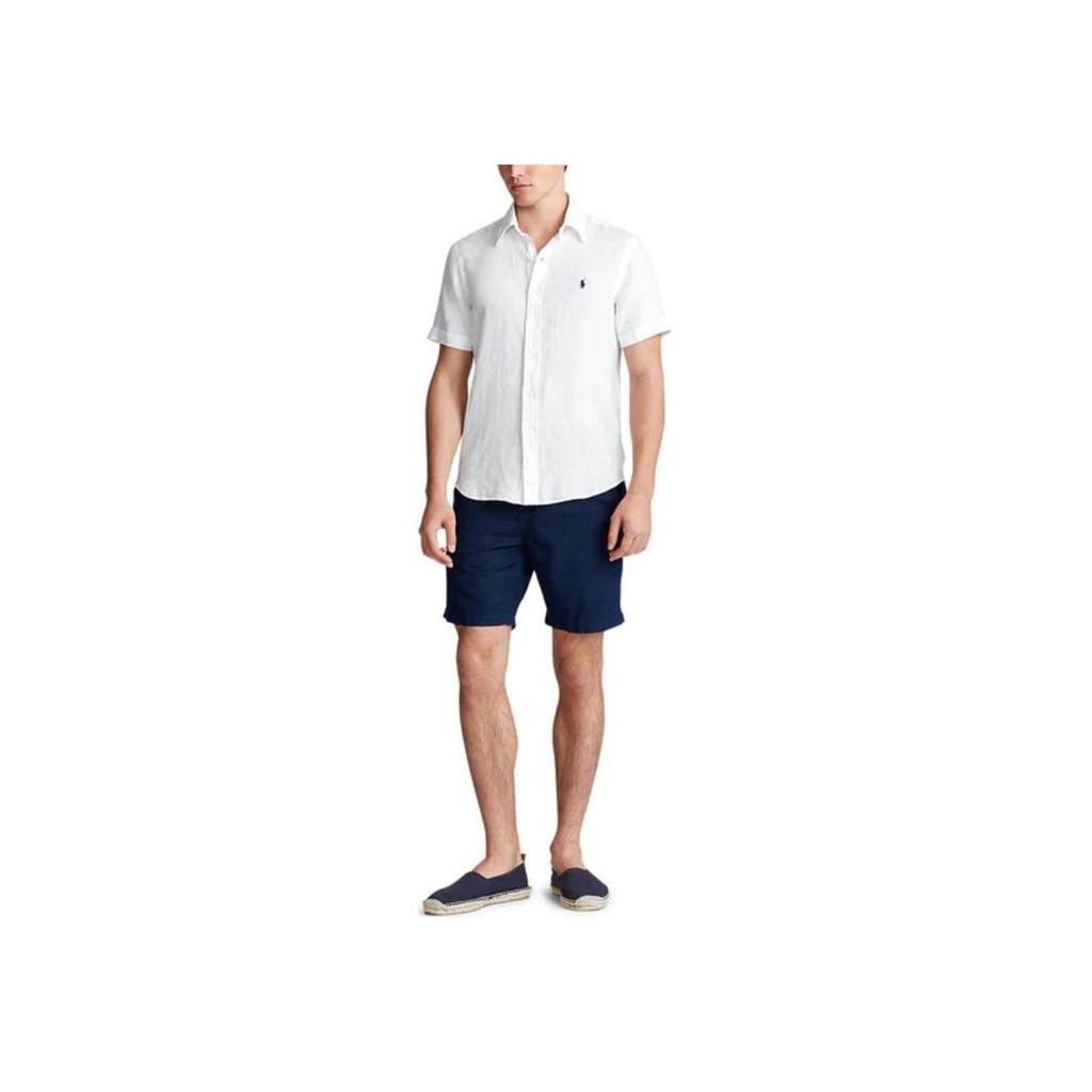 Polo Ralph Lauren Logo Embroidered Polo Straight Fit Short Sleeve Shirt Men Shirts White 710795452-008