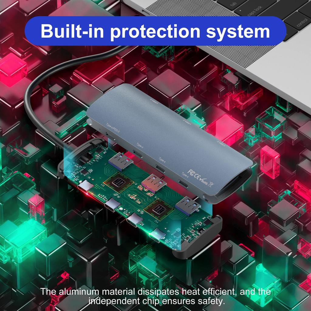 USB C To USB C Hub 10Gbps Gen2 3x 10Gbps 3x USB 10Gbps Ports 100W Power Delivery with 10Gbps Data Gen 2 Hub Adapter for MacBook C Devices 7-in-1 USB-C