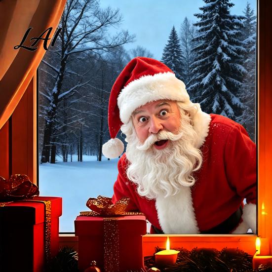 Large Santa Window Poster Creative Claus Static Cling Glue‑Free Christmas Glass Sticker Waterproof Seasonal Decorations Reusable Holiday Decor for