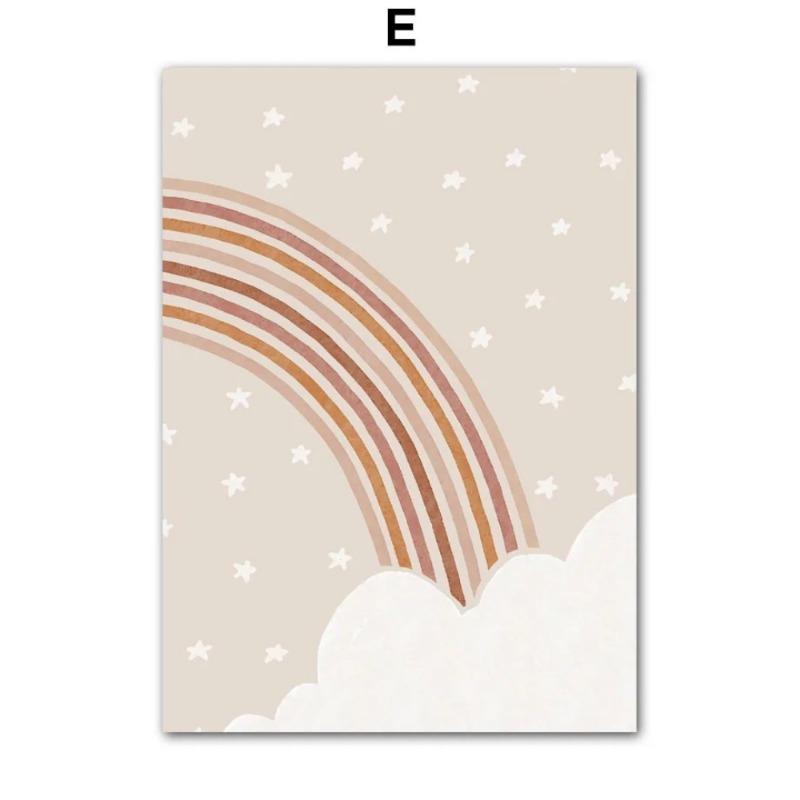 Boho Cartoon Girls Horse Rainbow Heart Wall Art Nordic Posters Pictures For Kids Room Home Decor Nursery Canvas Prints Painting