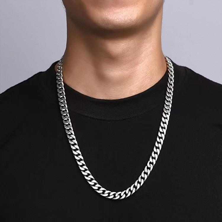 Trendy Hip Hop Cuban Chain Necklace for Men Stainless Steel Fashion Streetwear Jewelry Versatile Everyday Sweater Chain 45/50/60