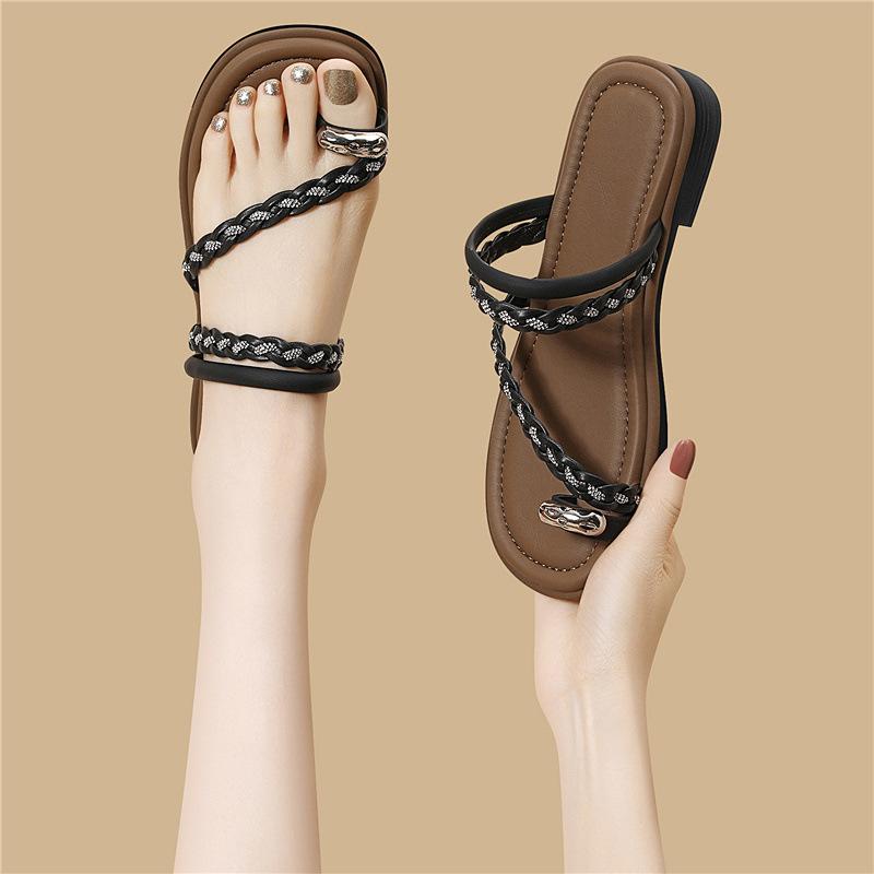 

High-end Xiaoxiangfeng single shoes personalized fashion one-pedal women s shoes spring new four-season universal sandals slippers 35